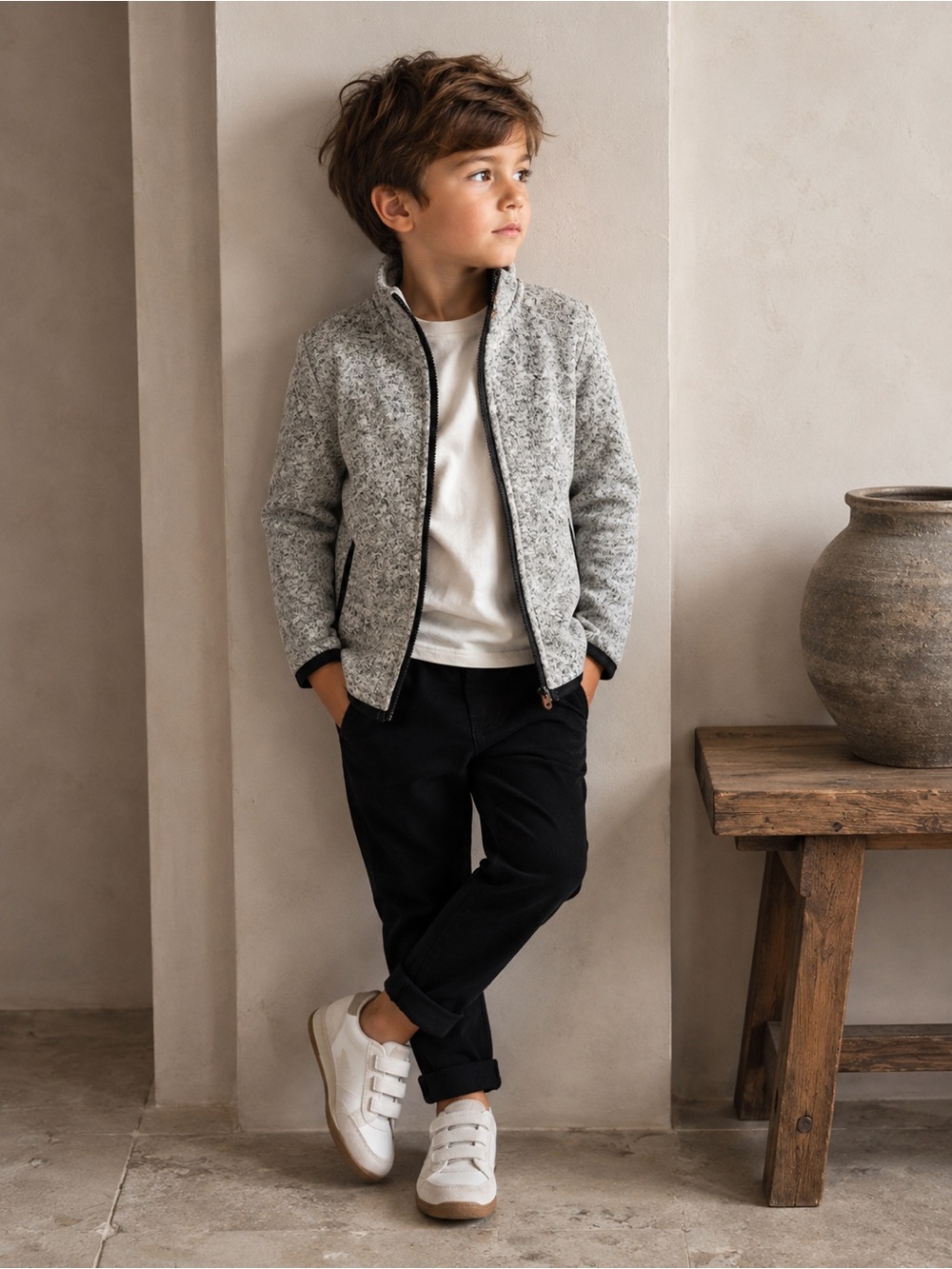 H&M Kids Gray Fleece Zip Up Sweater Size 5-6Y
